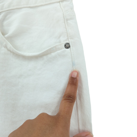 Edwin Women 28 Kali Ankle Jeans Eggshell White Vintage Straight Button Fly NEW - Picture 5 of 12